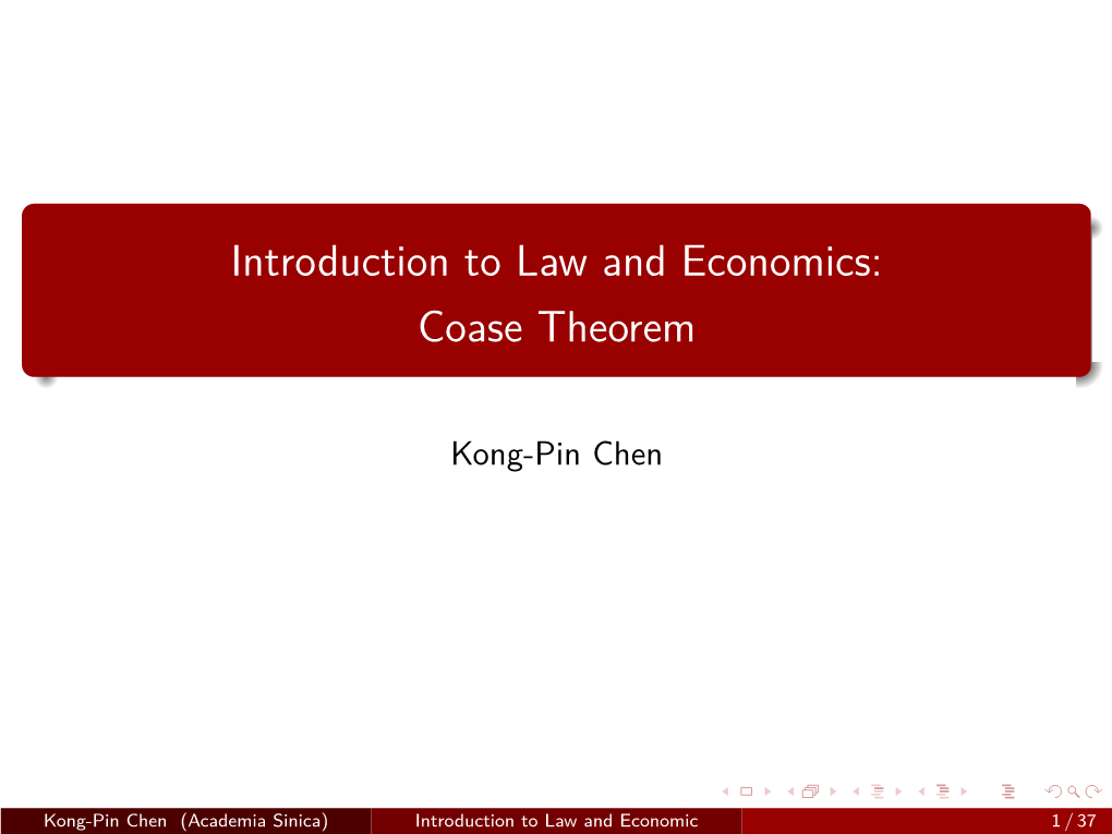 Introduction to Law and Economics: Coase Theorem