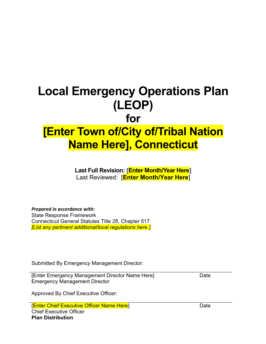 Local Emergency Operations Plan (LEOP)