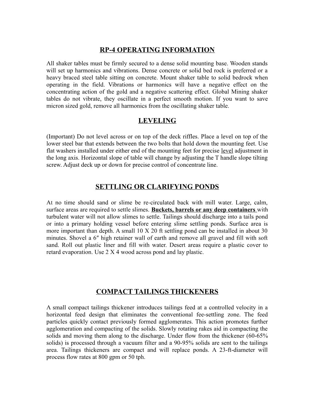 Rp-4 Operating Information