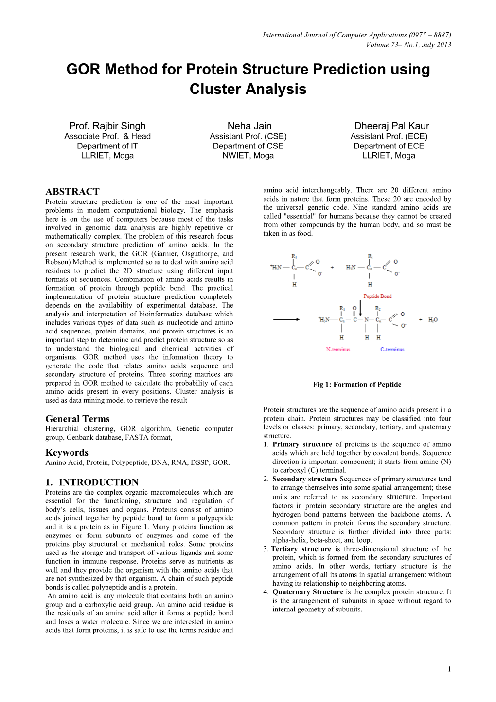 GOR Method for Protein Structure Prediction Using Cluster Analysis