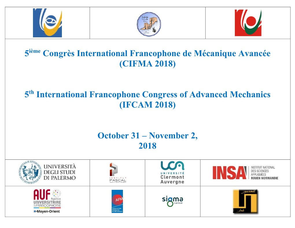 (CIFMA 2018) 5 International Francophone Congress Of