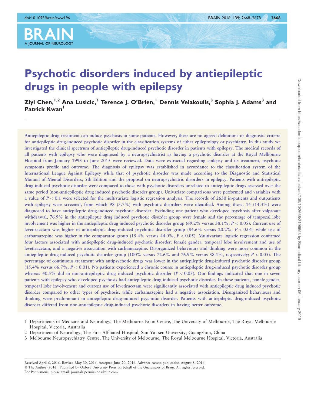 Psychotic Disorders Induced by Antiepileptic Drugs in People With