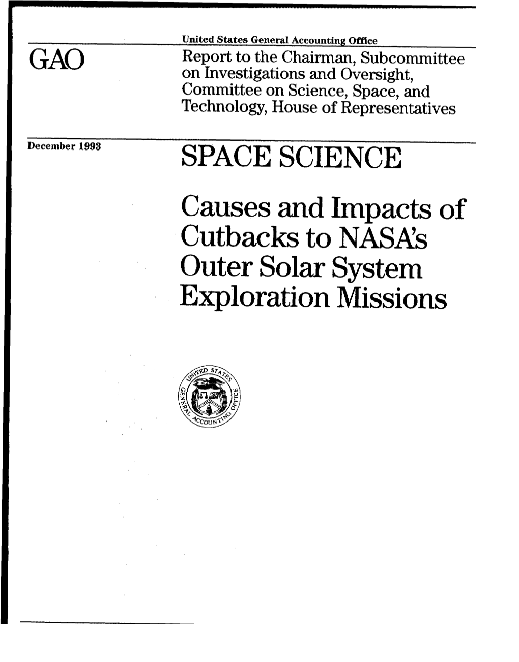 NSIAD-94-24 Space Science: Causes and Impacts of Cutbacks to NASA's