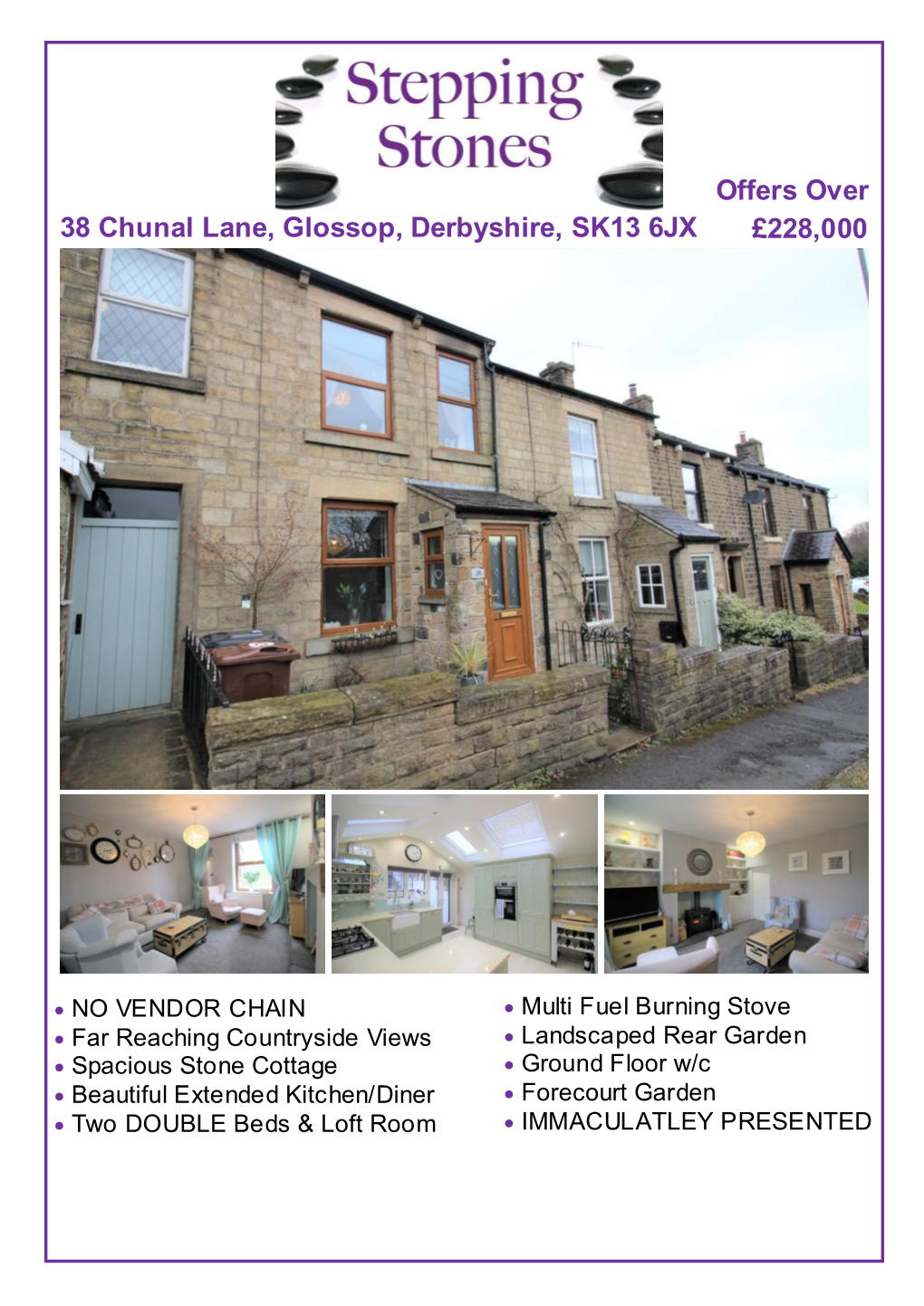 38 Chunal Lane, Glossop, Derbyshire, SK13 6JX Offers Over £228,000