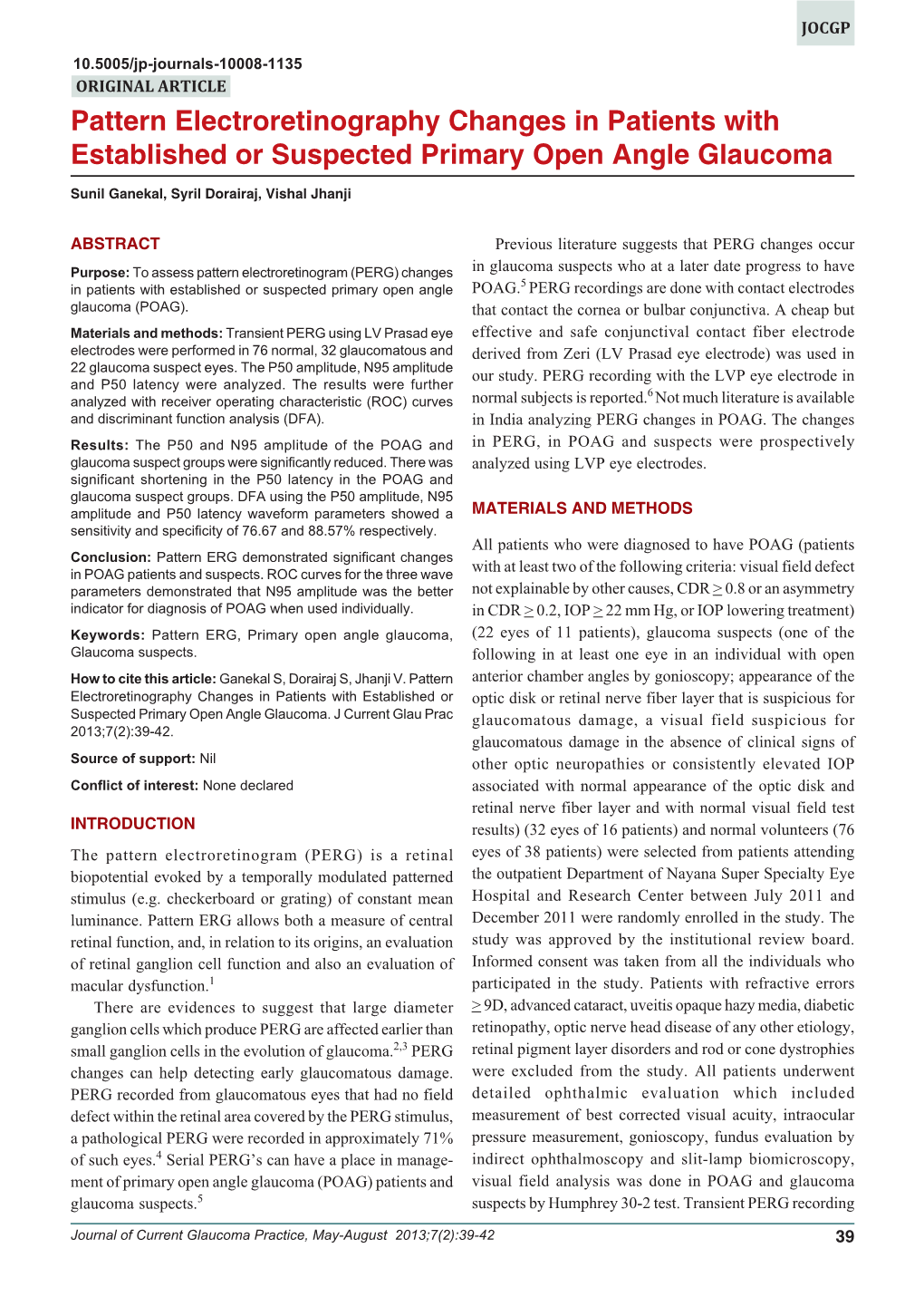 Pattern Electroretinography Changes in Patients with Established Or