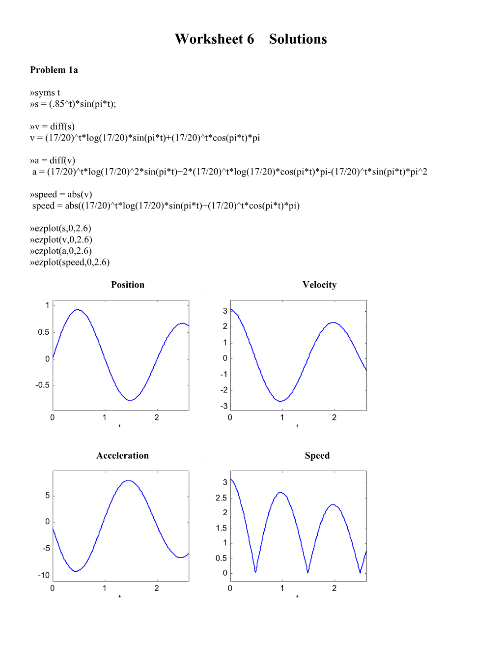 Worksheet 6 Solutions