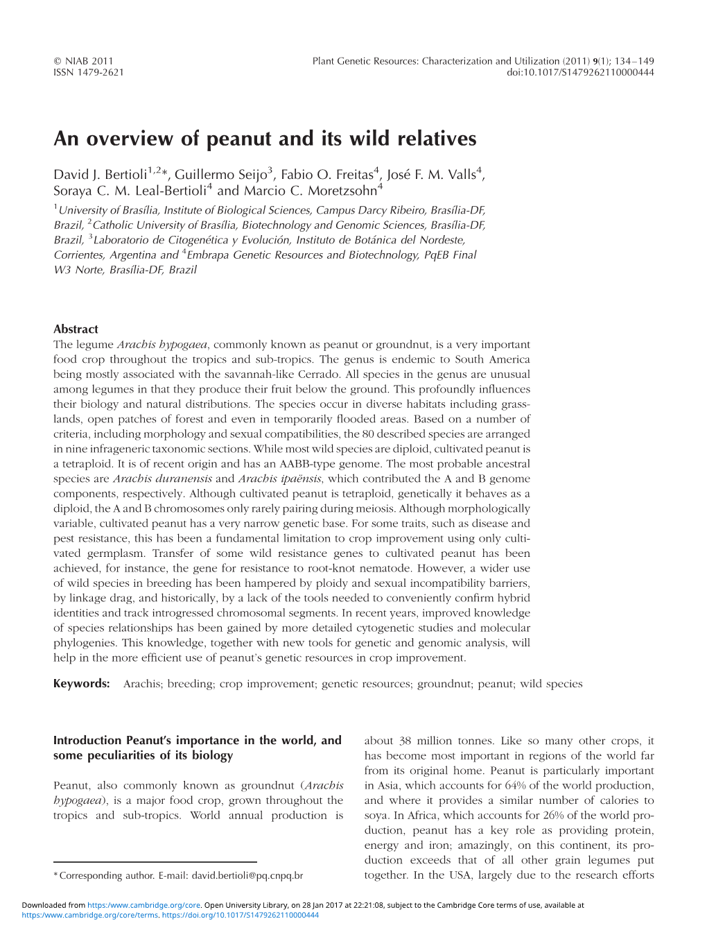 An Overview of Peanut and Its Wild Relatives