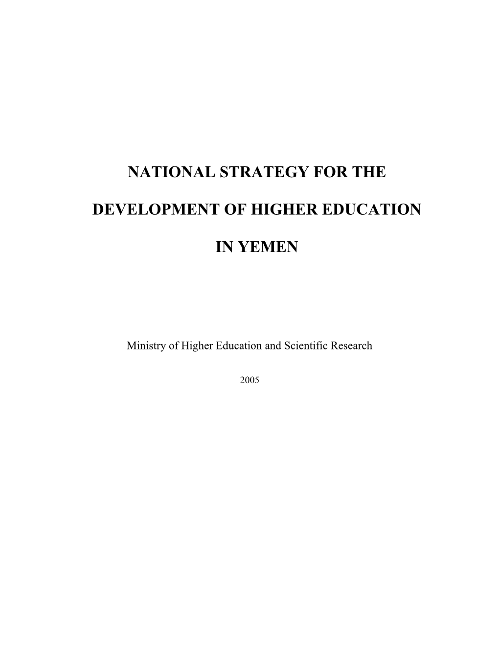 National Strategy for the Development of Higher Education in Yemen