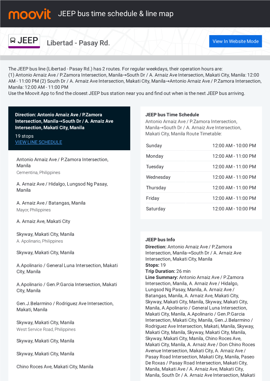 JEEP Bus Time Schedule & Line Route