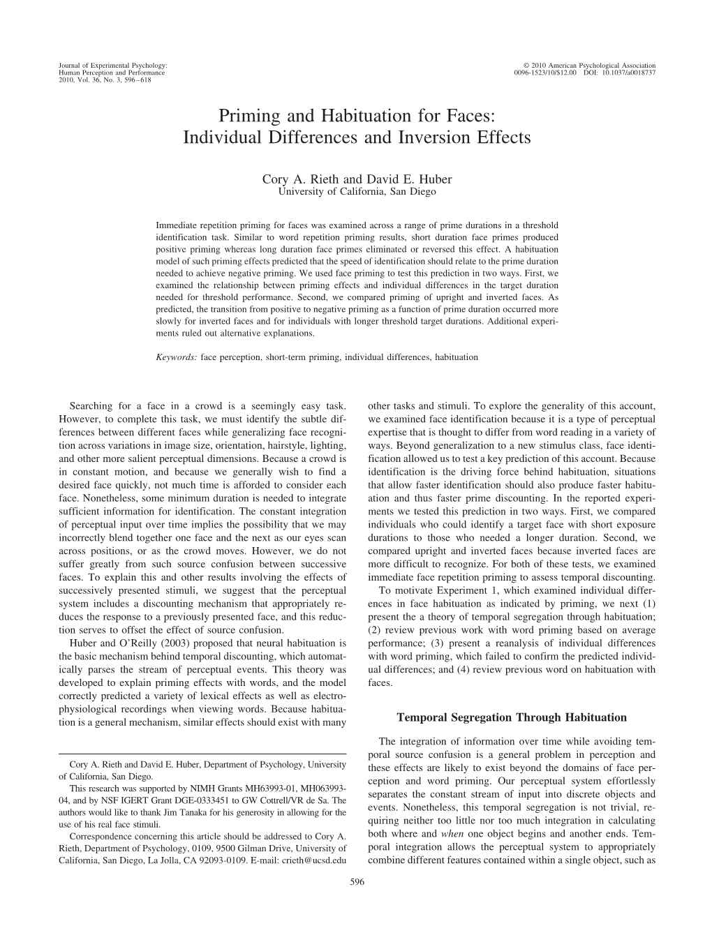 Priming and Habituation for Faces: Individual Differences and Inversion Effects