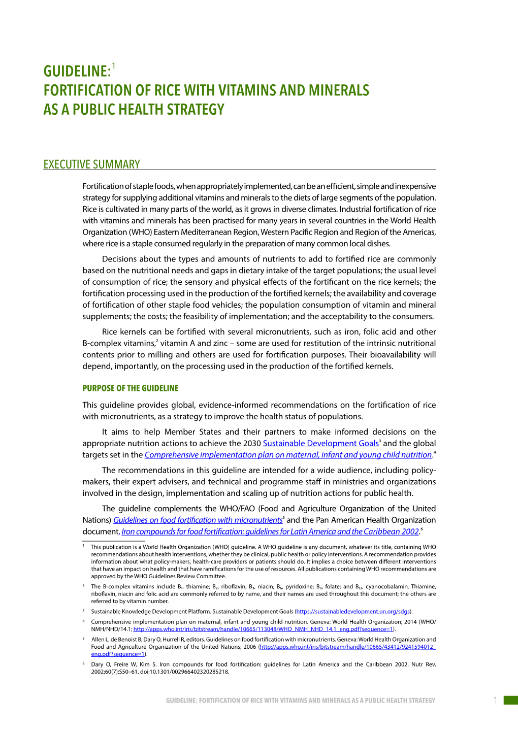 Guideline:1 Fortification of Rice with Vitamins and Minerals As a Public