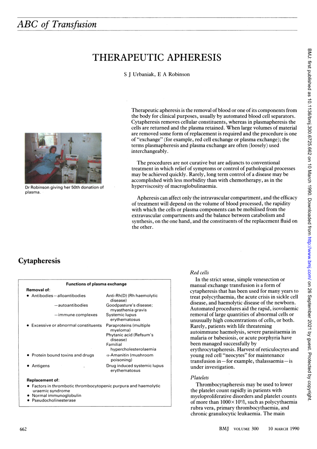 ABC of Transfusion THERAPEUTIC APHERESIS