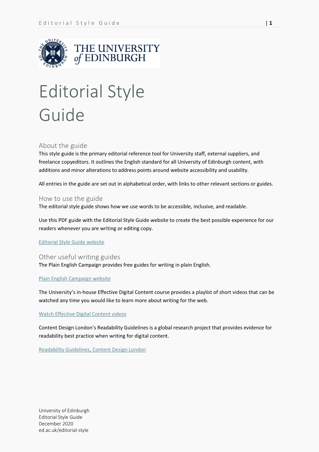 Editorial Style Guide | 1