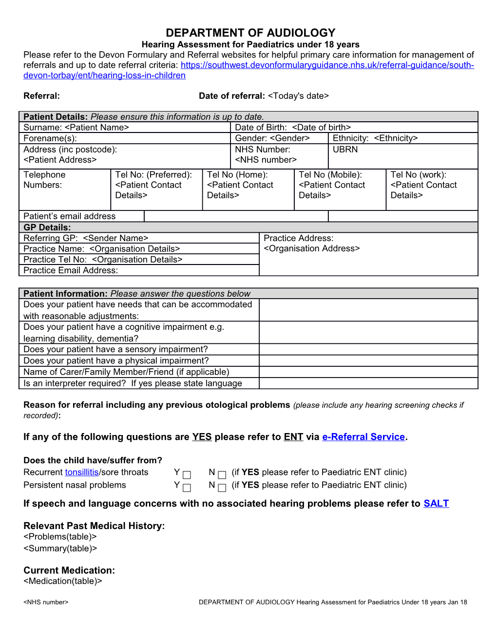 Hearing Assessment for Paediatrics Under 18 Years