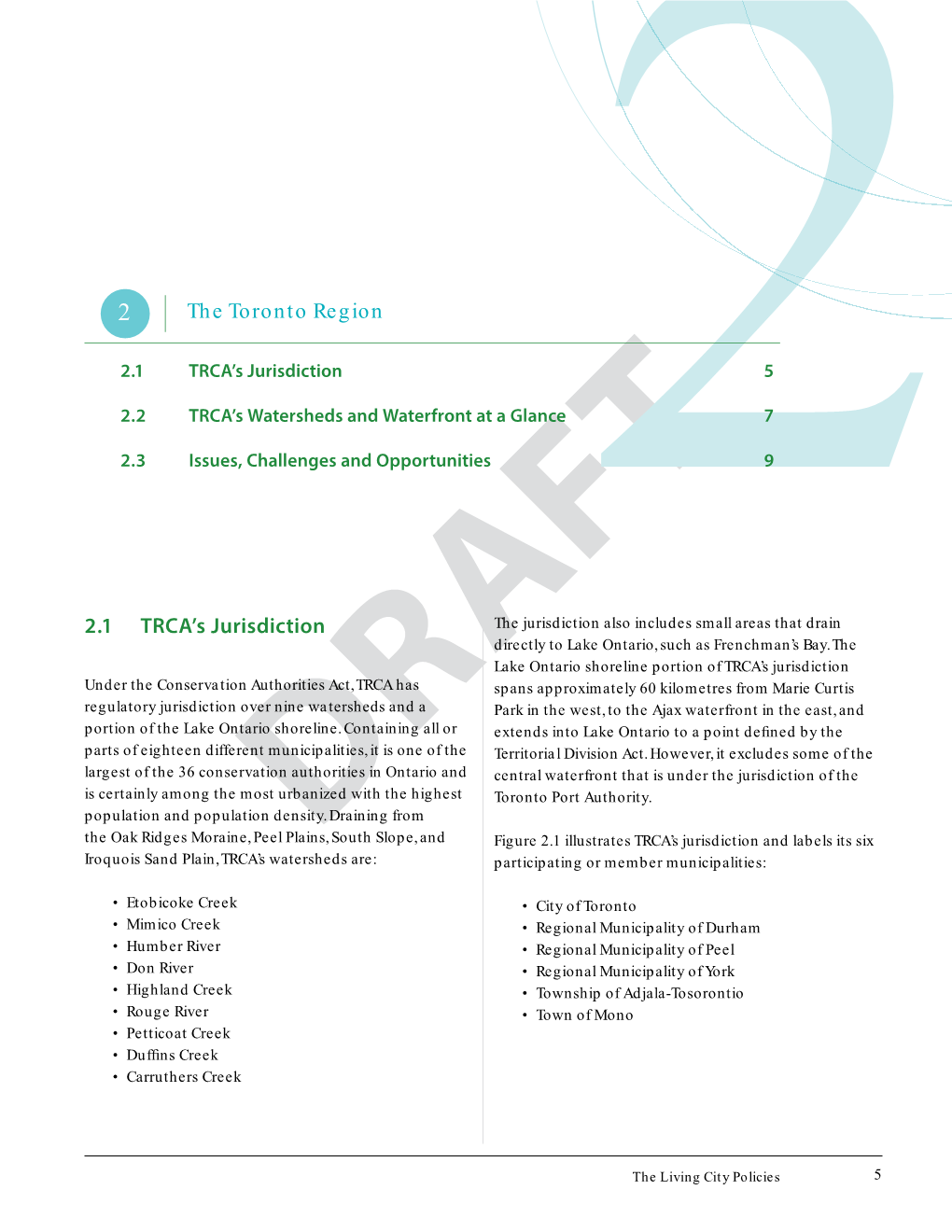 2.1 TRCA's Jurisdiction the Toronto Region