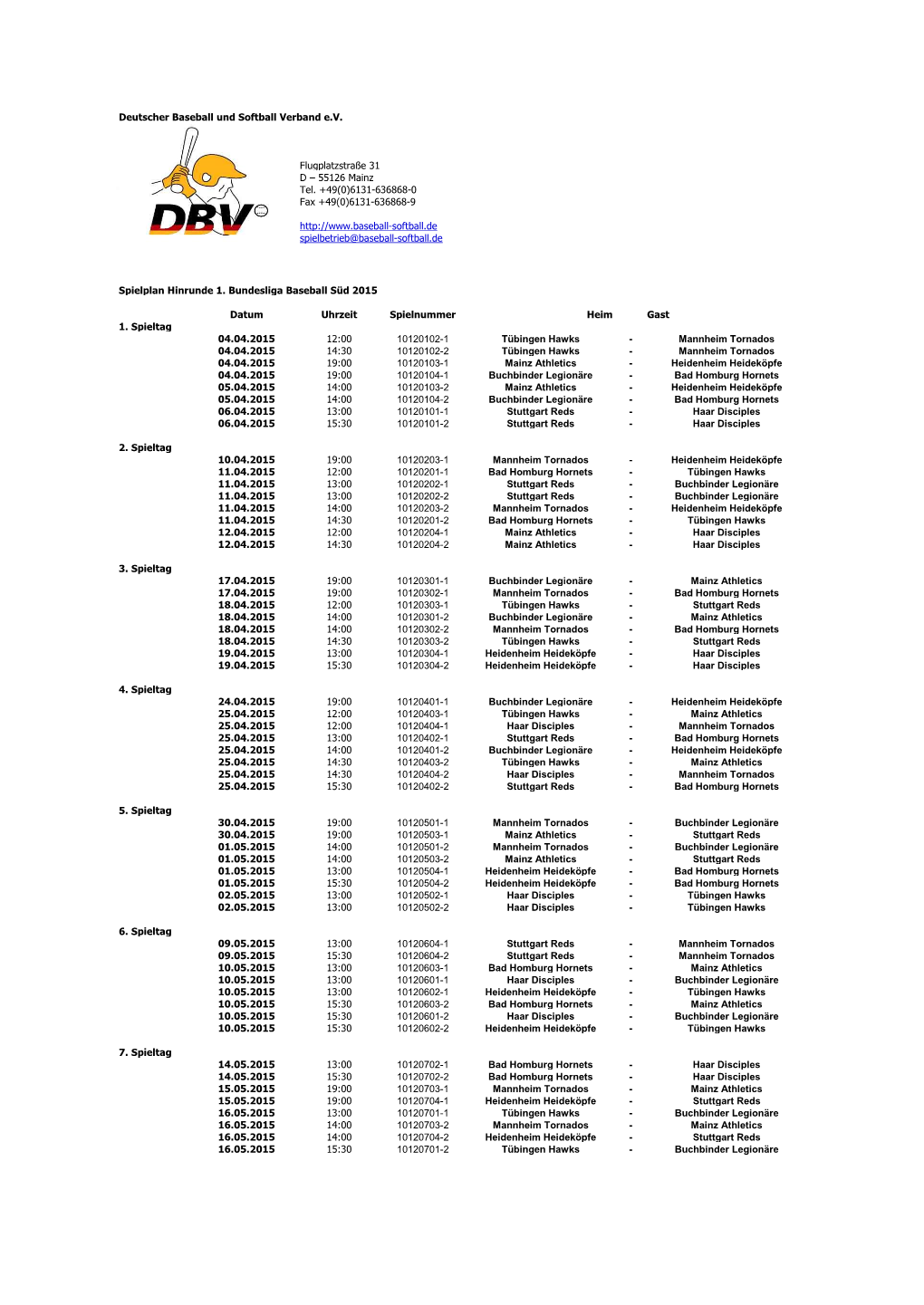 Deutscher Baseball Und Softball Verband Ev