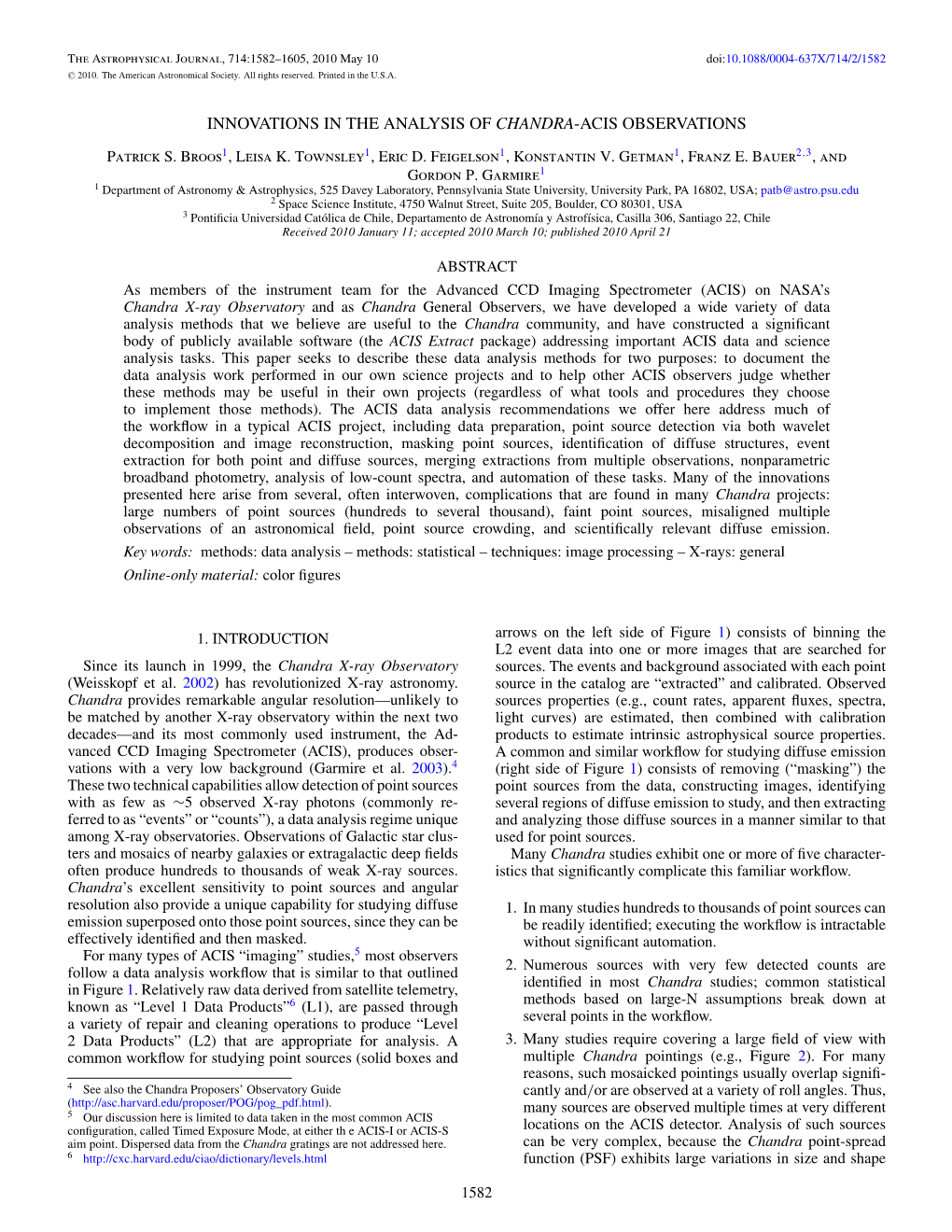 Innovations in the Analysis of Chandra-Acis Observations