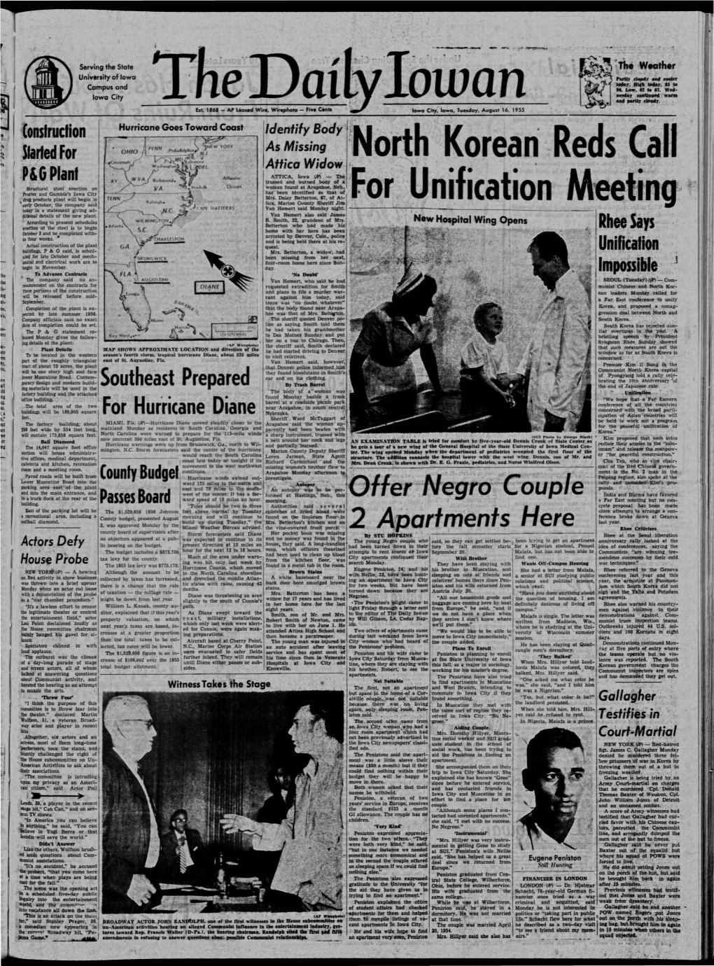 Daily Iowan (Iowa City, Iowa), 1955-08-16