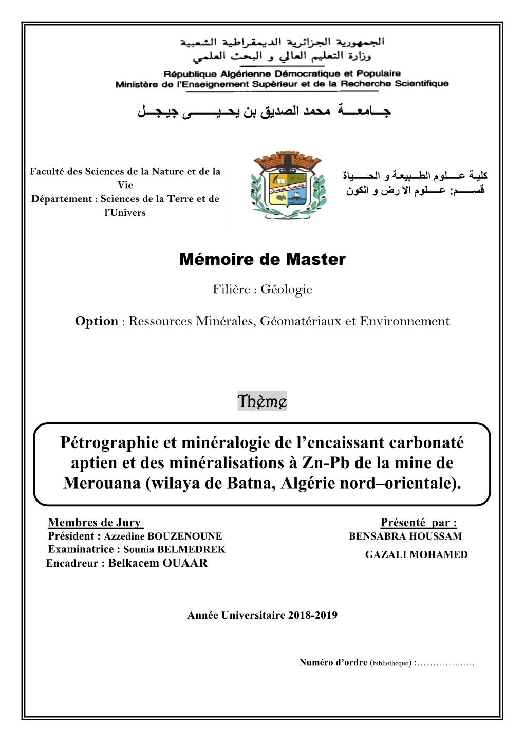 Thème Pétrographie Et Minéralogie De L'encaissant Carbonaté Aptien Et