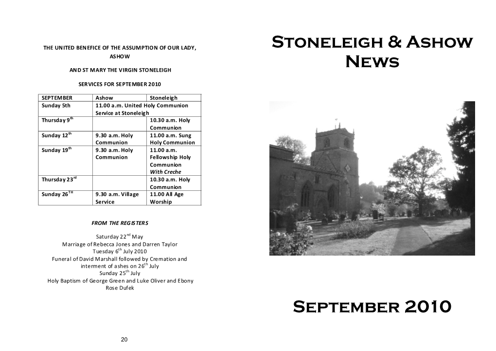 Stoneleigh & Ashow News September 2010