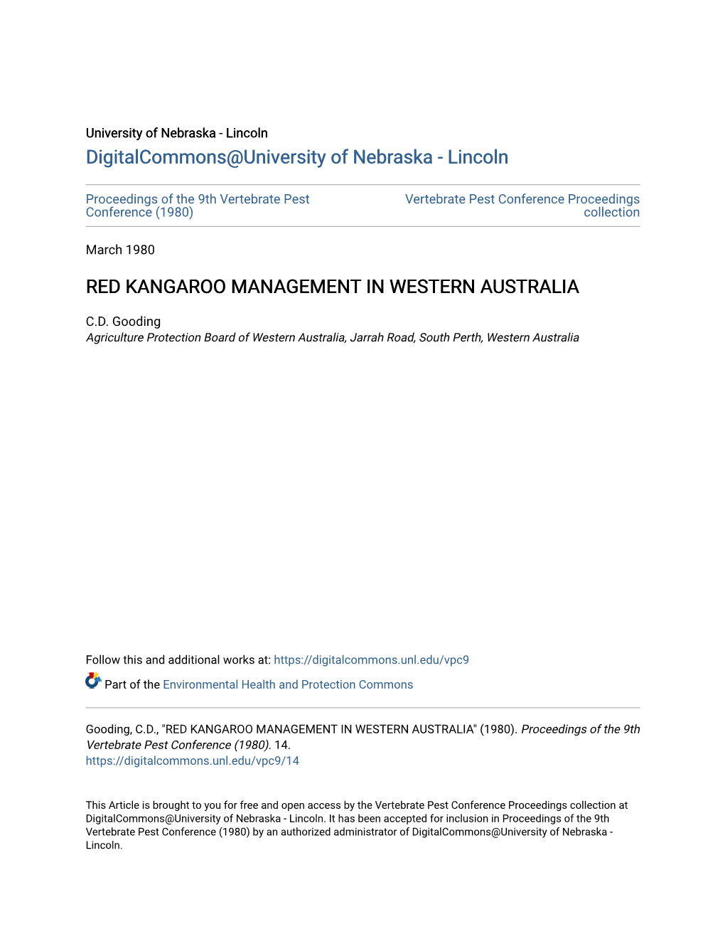 Red Kangaroo Management in Western Australia