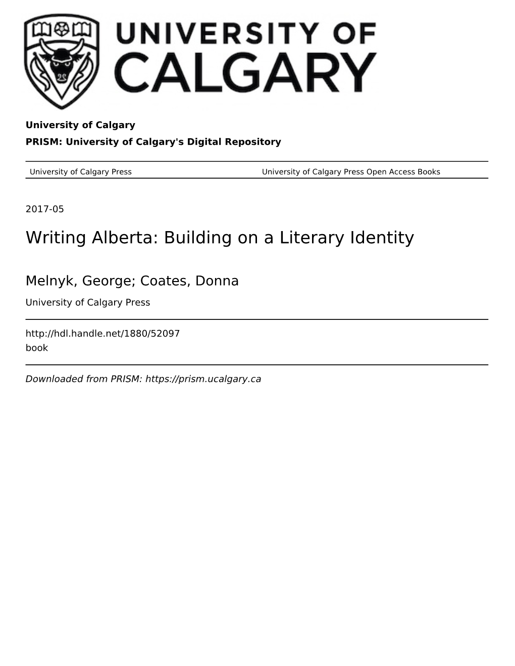 Writing Alberta: Building on a Literary Identity