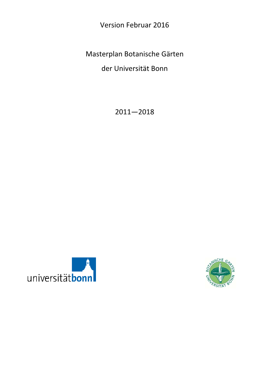 Version Februar 2016 Masterplan Botanische Gärten Der Universität