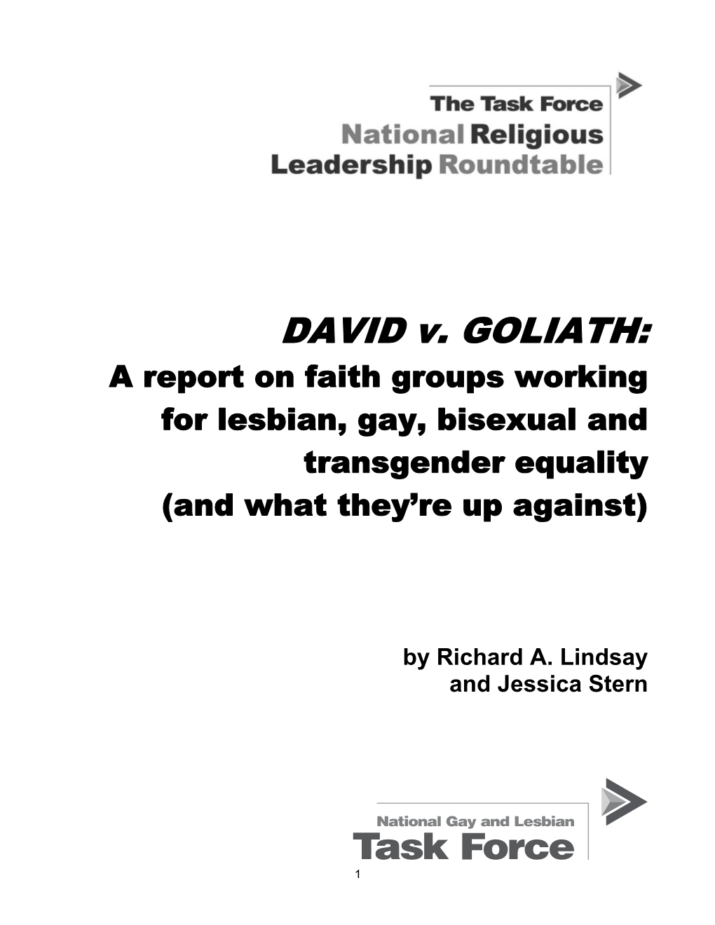 DAVID V. GOLIATH: a Report on Faith Groups Working for LGBT Equality