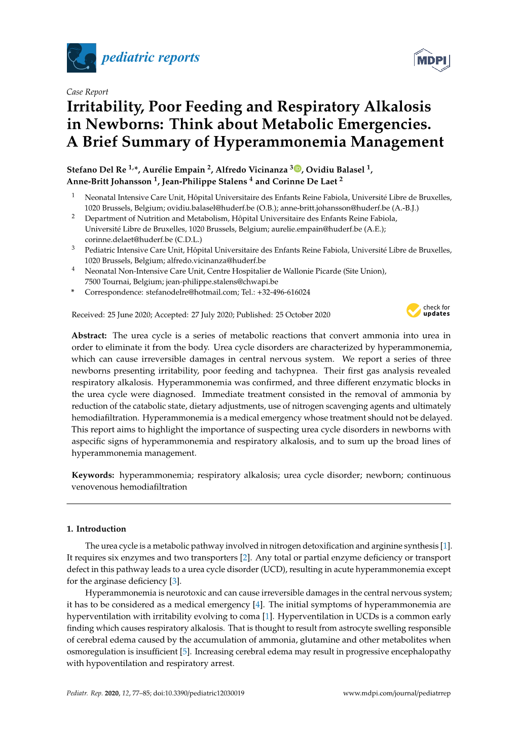 Irritability, Poor Feeding and Respiratory Alkalosis in Newborns: Think About Metabolic Emergencies