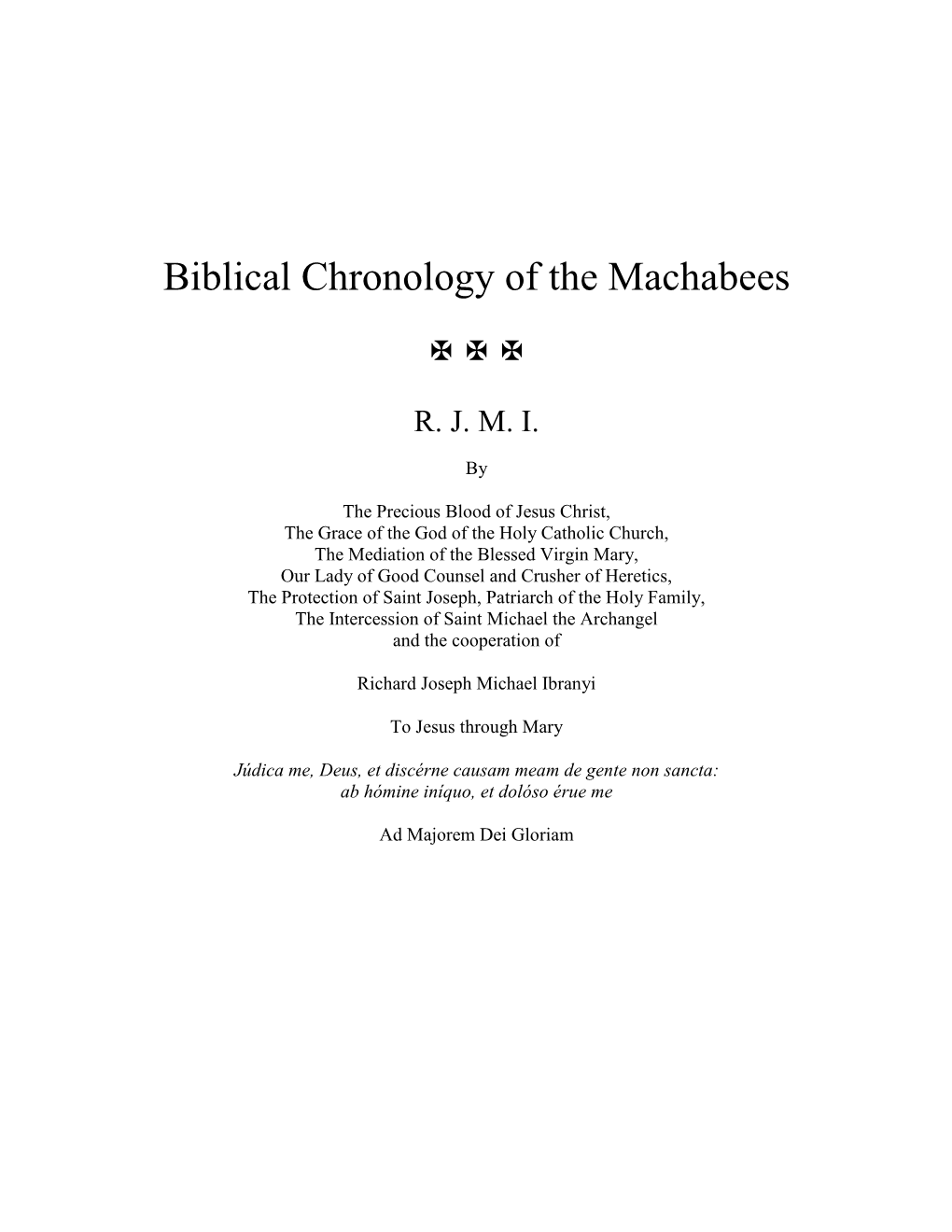 Biblical Chronology of the Machabees   