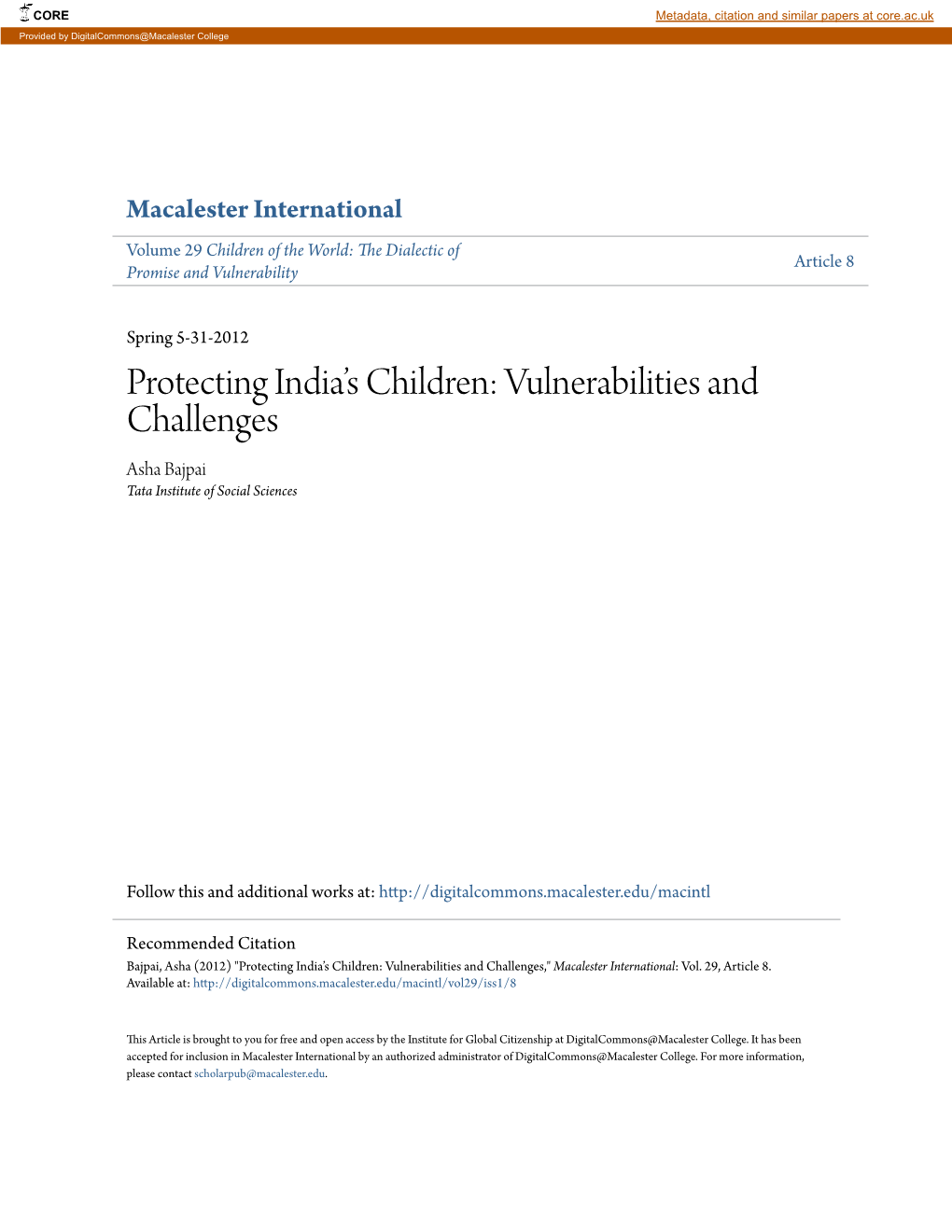 Protecting India's Children: Vulnerabilities and Challenges