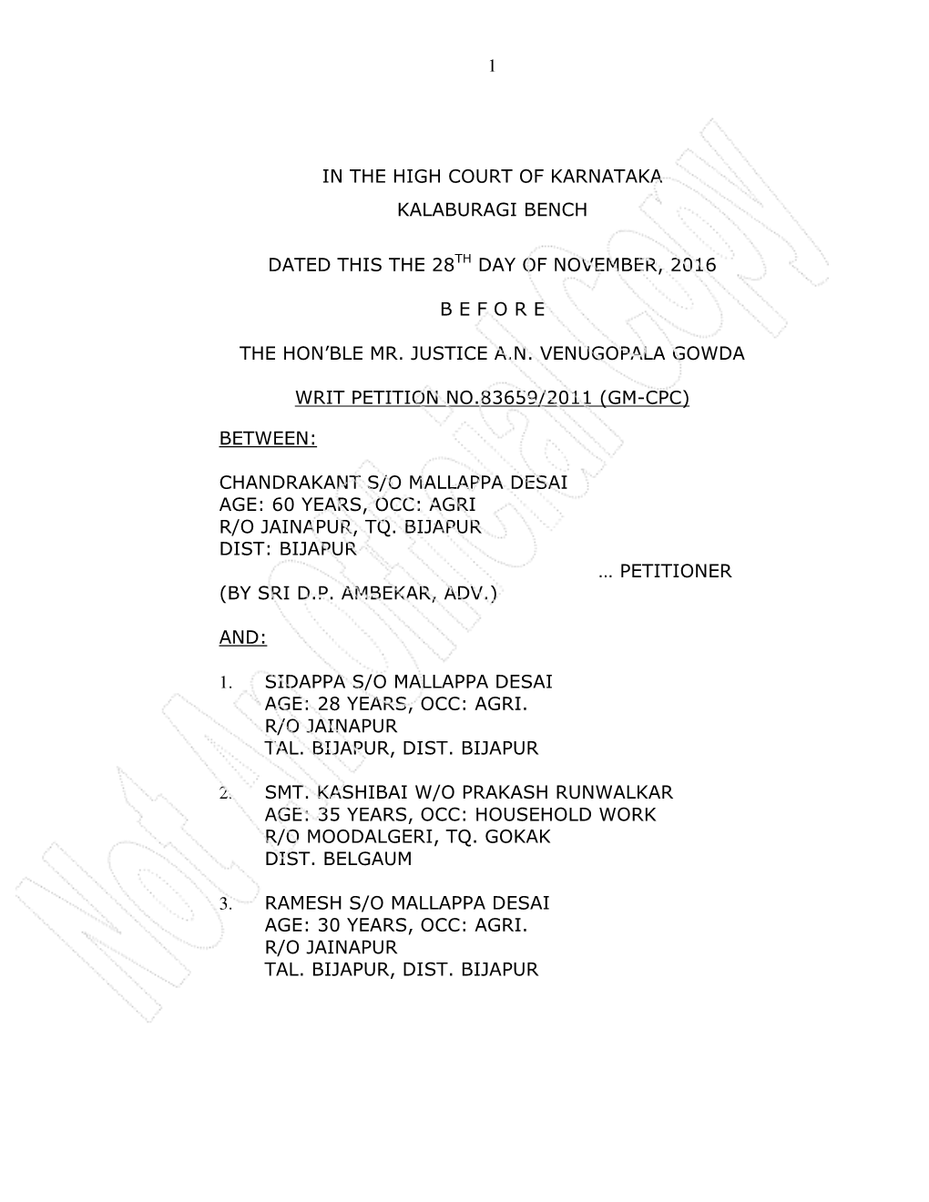 1 in the High Court of Karnataka Kalaburagi