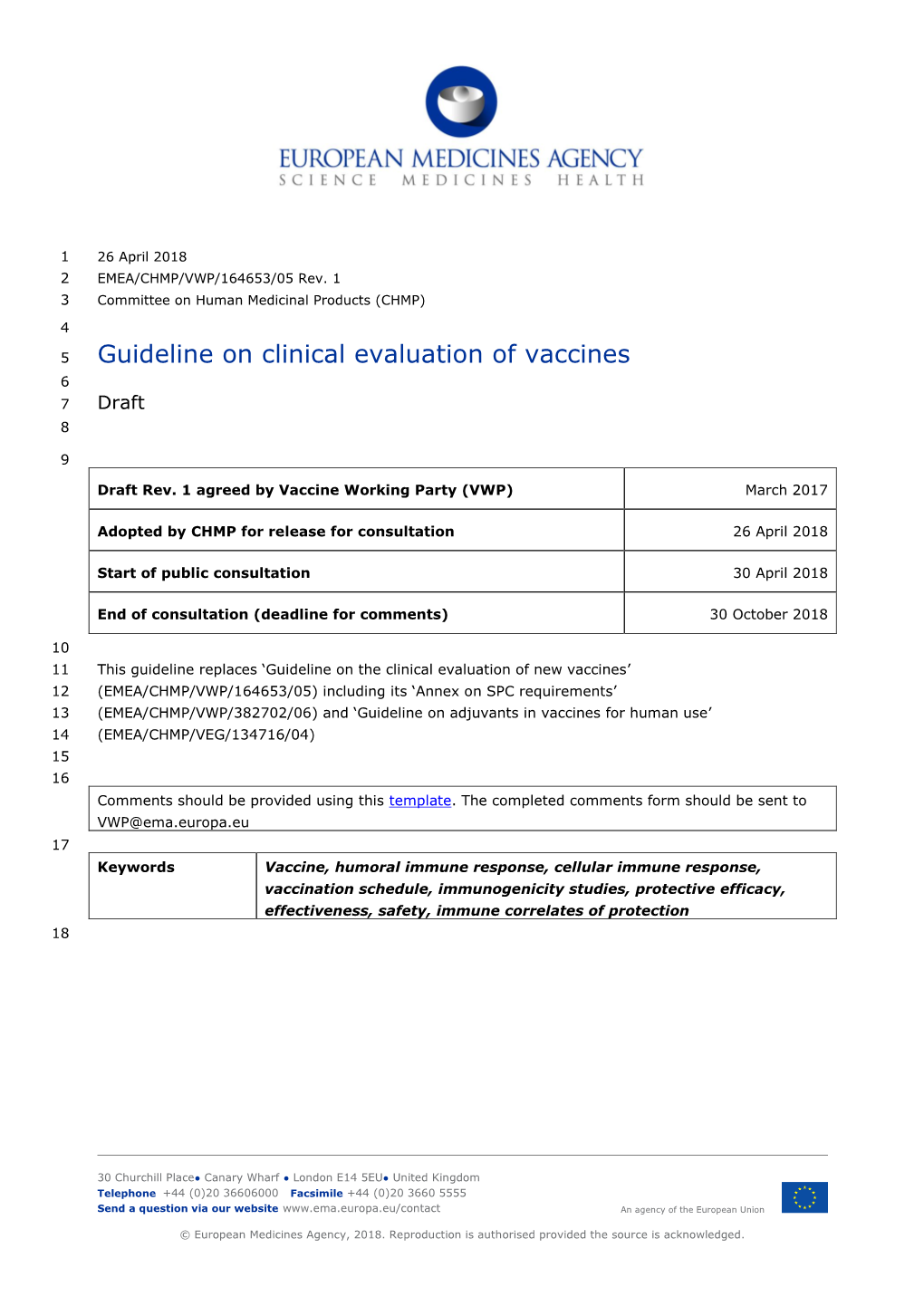 FIRST DRAFT Guideline on Clinical Evaluation of Vaccines REV1