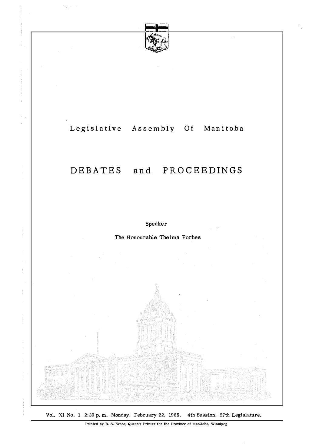 DEBATES and PROCEEDINGS