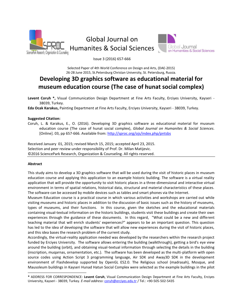 Global Journal on Humanites & Social Sciences