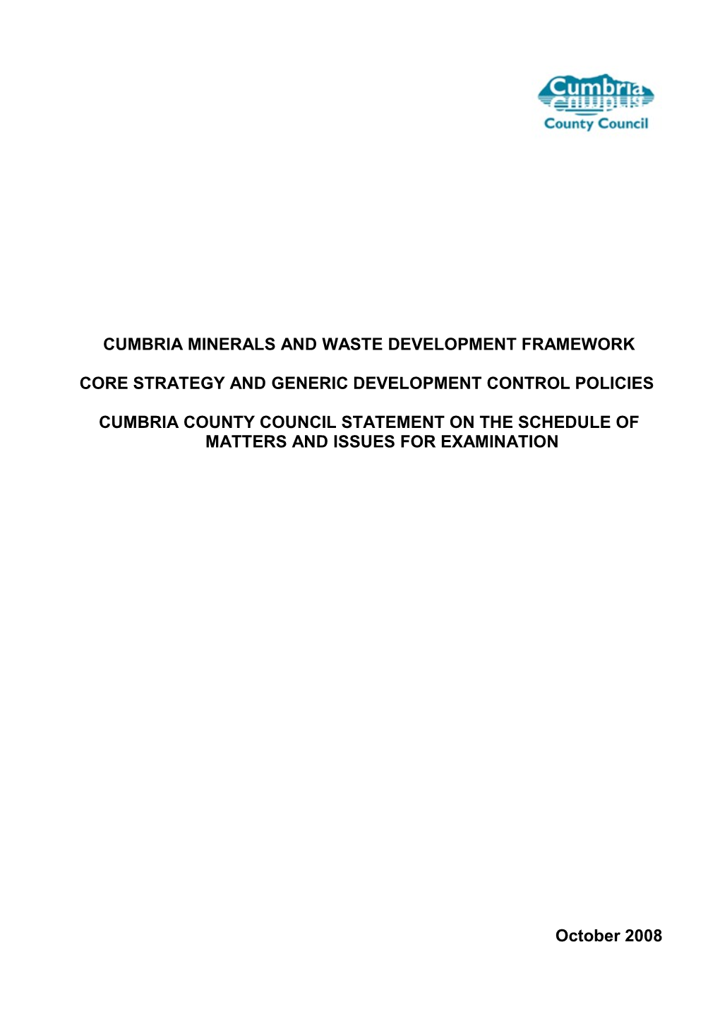 Cumbria Minerals and Waste Development Framework