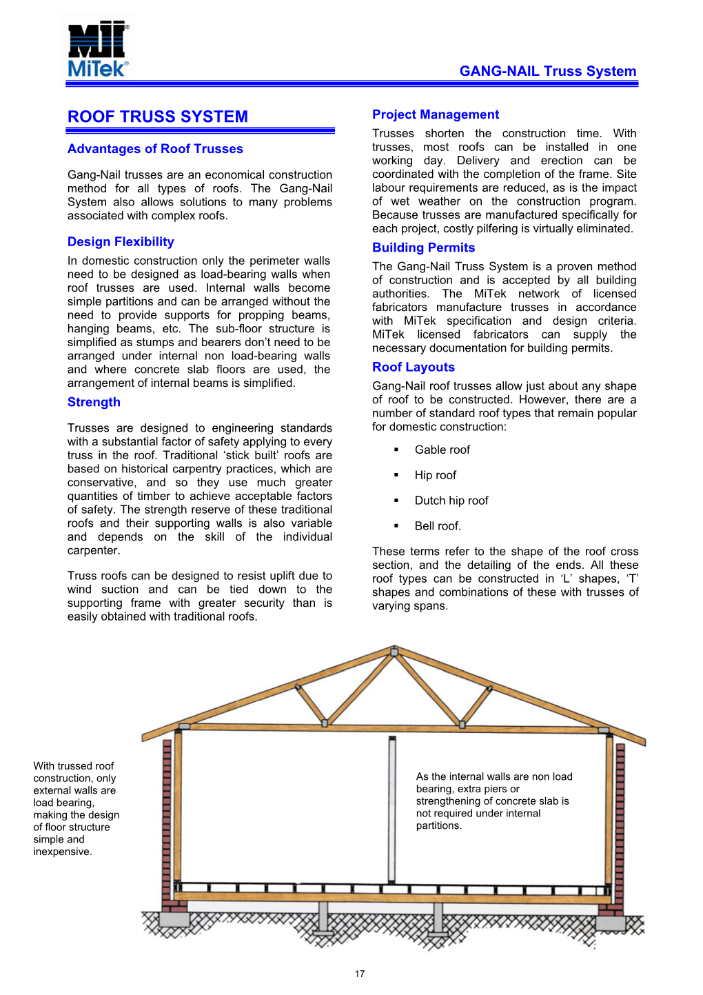 ROOF TRUSS SYSTEM Project Management Trusses Shorten the Construction Time