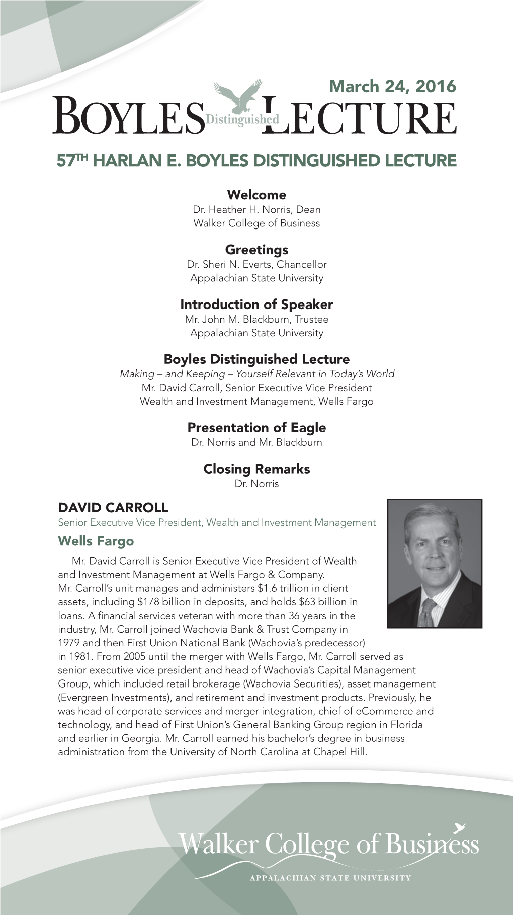 57TH HARLAN E. BOYLES DISTINGUISHED LECTURE March 24, 2016