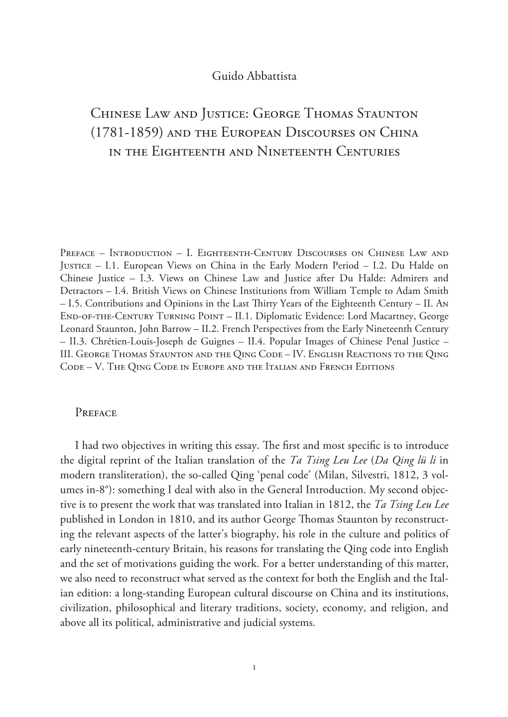 George Thomas Staunton (1781‑1859) and the European Discourses on China in the Eighteenth and Nineteenth Centuries