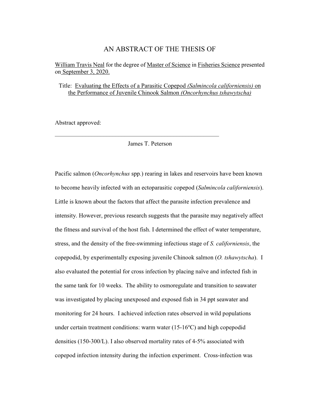 An Abstract of the Thesis Of