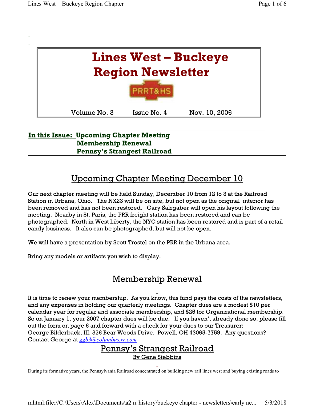 Lines West Newsletter