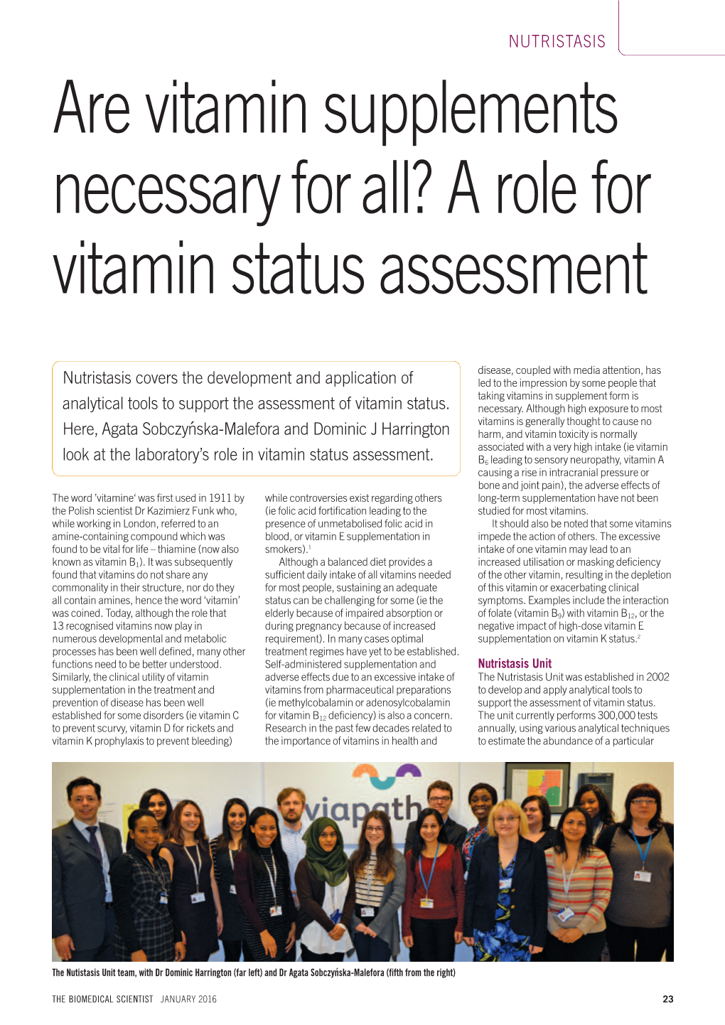 A Role for Vitamin Status Assessment