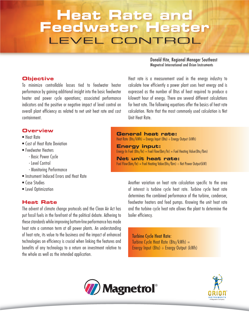 Heat Rate and Feedwater Heater Level Control