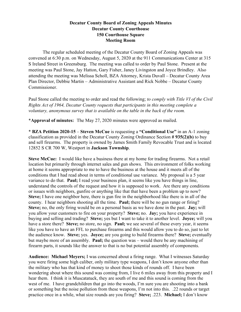 2020-08-05 Board of Zoning Minutes (Pdf)