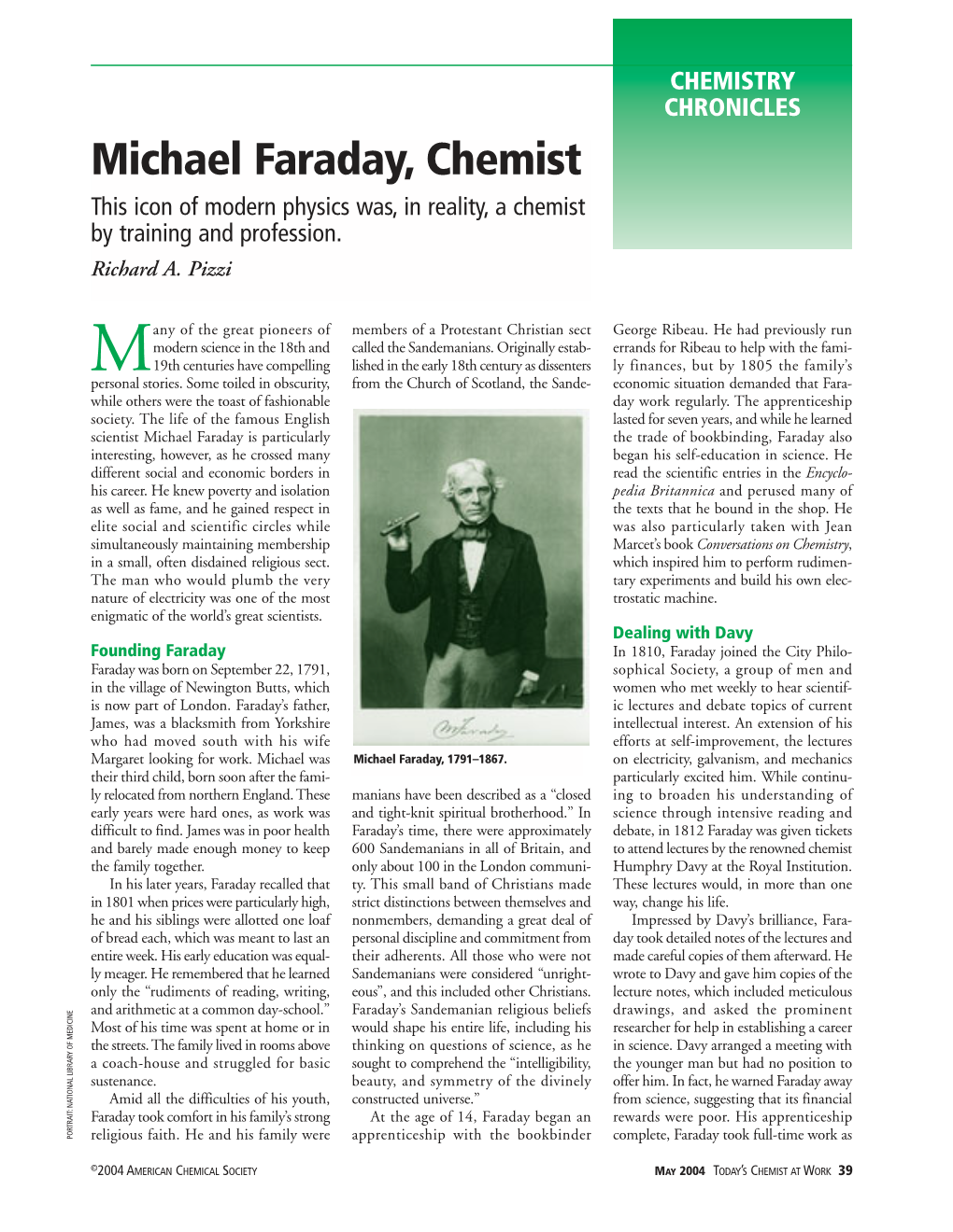 Michael Faraday, Chemist