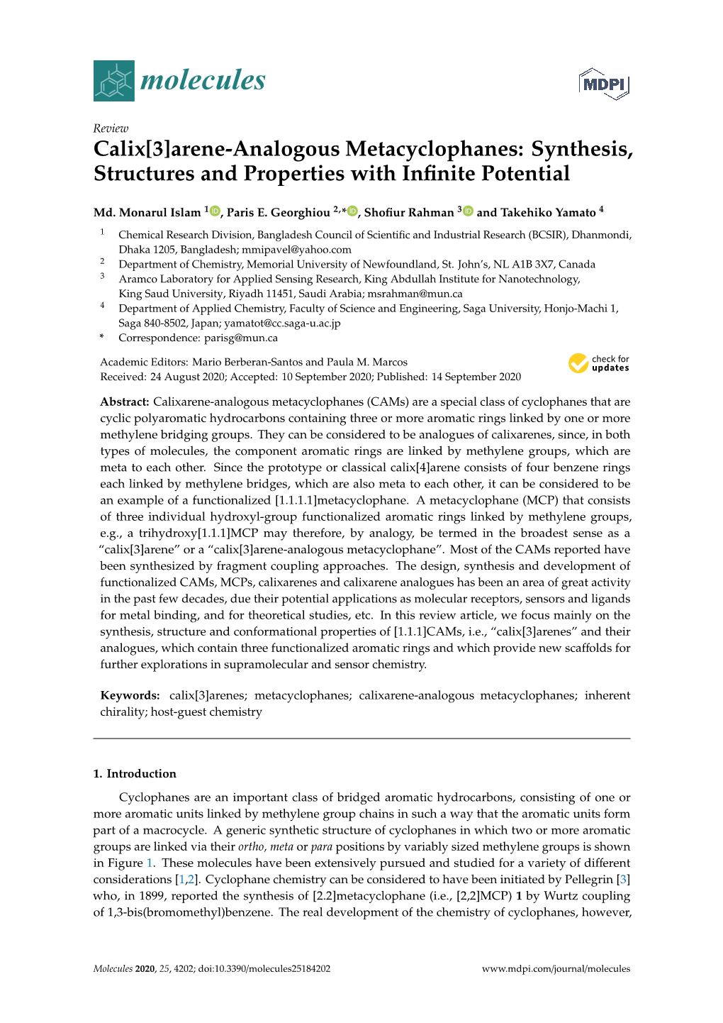 Calix[3]Arene-Analogous Metacyclophanes: Synthesis, Structures and Properties with Inﬁnite Potential