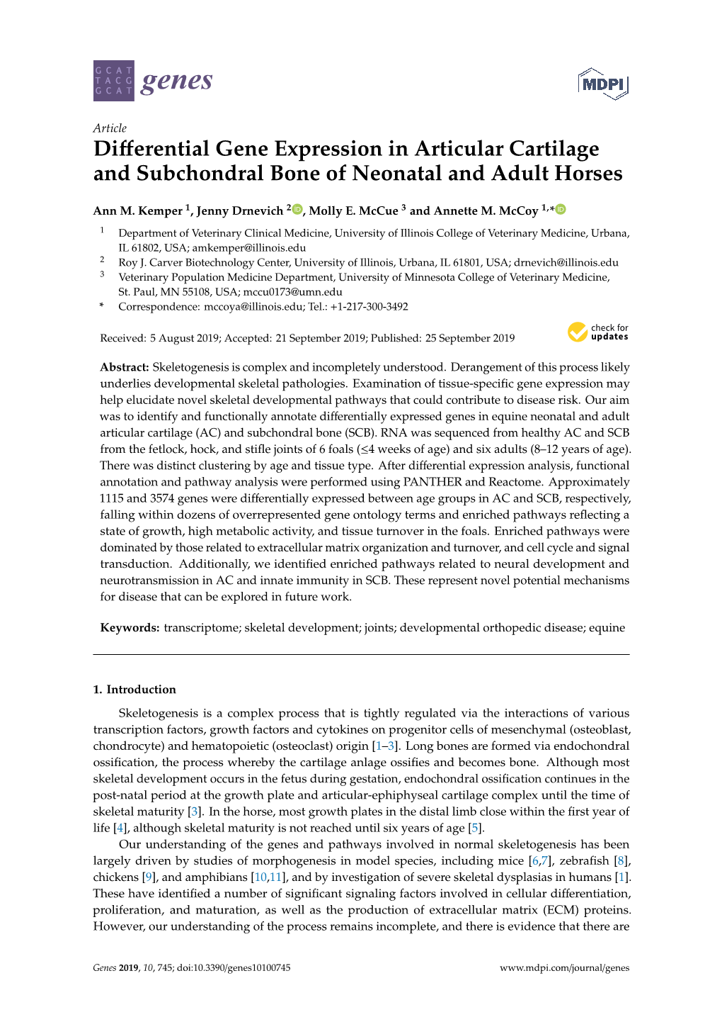 Differential Gene Expression in Articular Cartilage and Subchondral