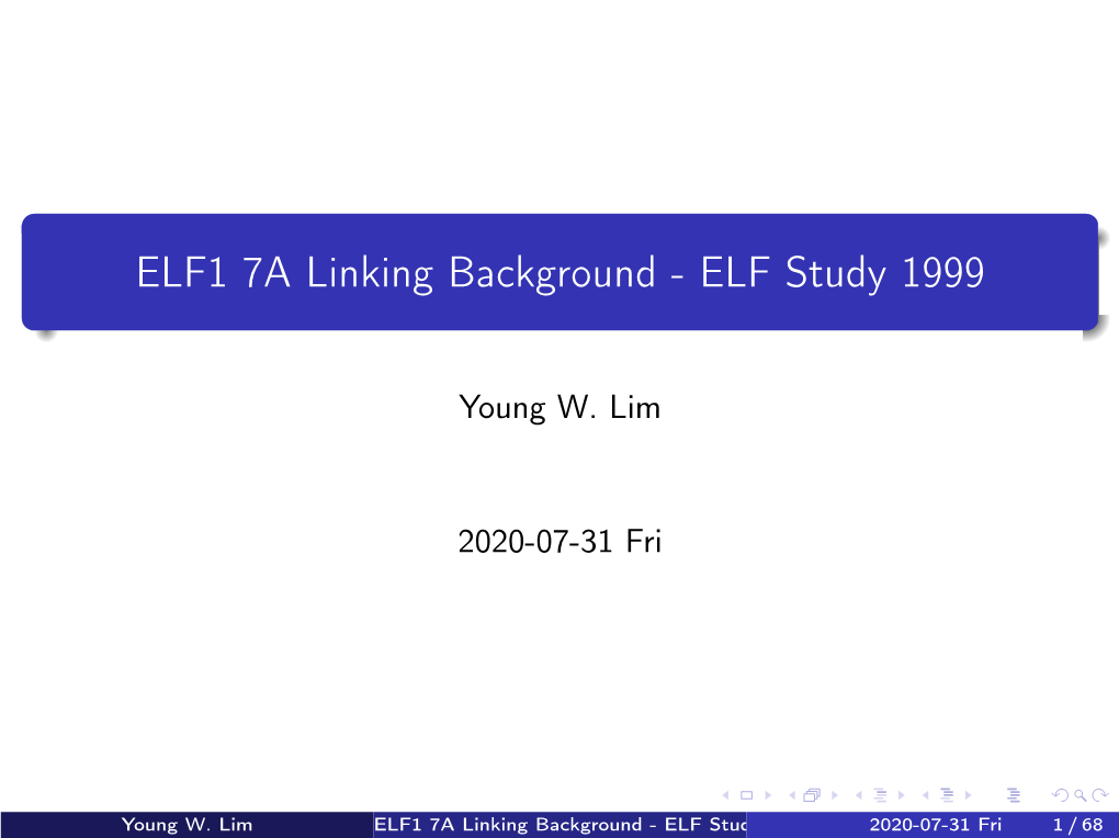 ELF1 7A Linking Background - ELF Study 1999