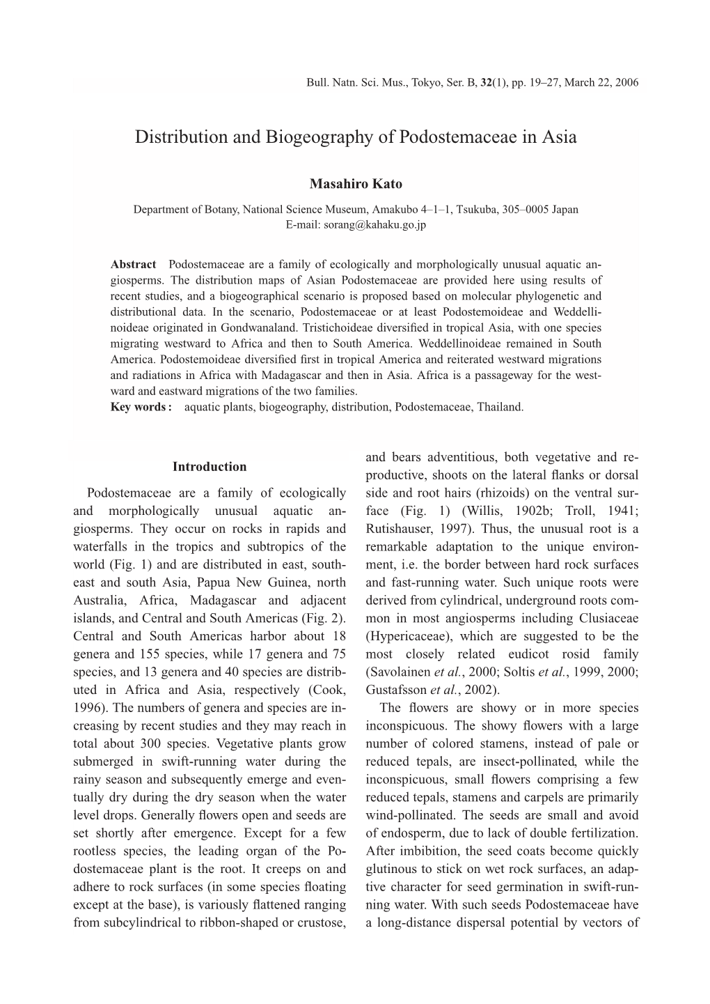 Distribution and Biogeography of Podostemaceae in Asia