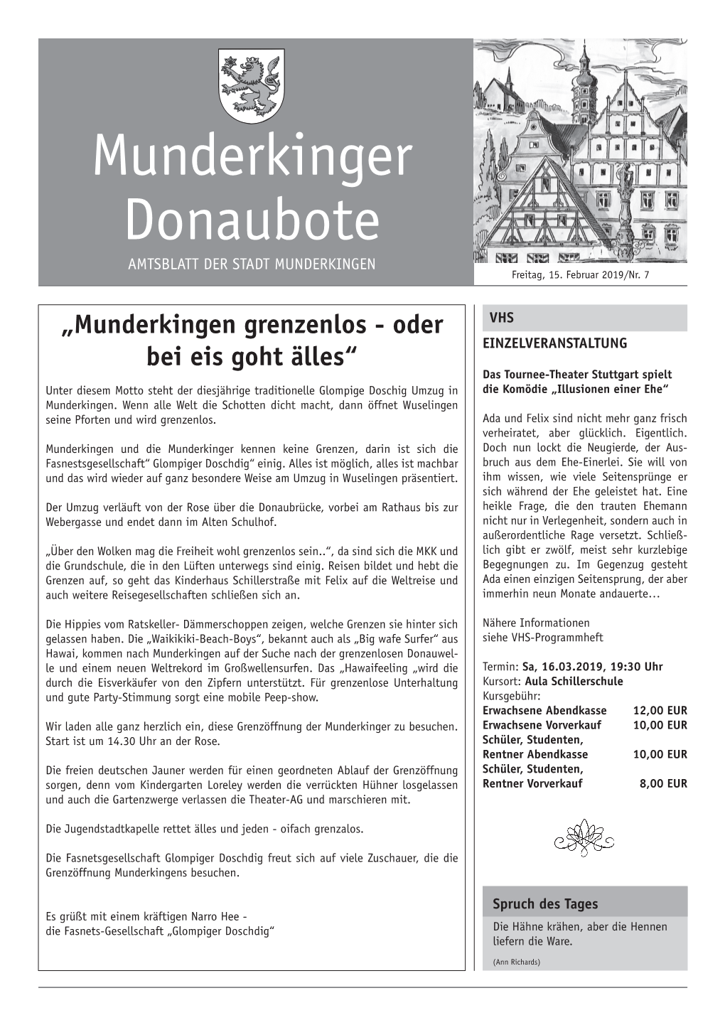 Munderkinger Donaubote AMTSBLATT DER STADT MUNDERKINGEN Freitag, 15